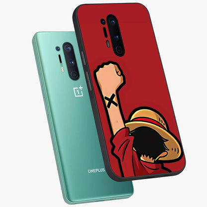 Luffy X Spirit Glass Case displayed in angled mockup highlighting powerful anime design with energetic action aesthetic.