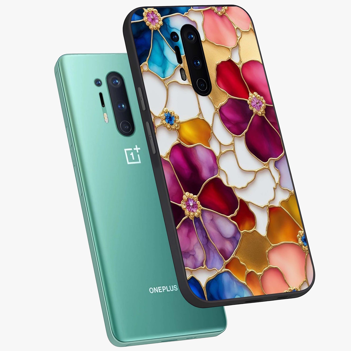 Marble Flower Pattern Glass Case displayed in angled mockup highlighting elegant marble floral design with modern aesthetic.