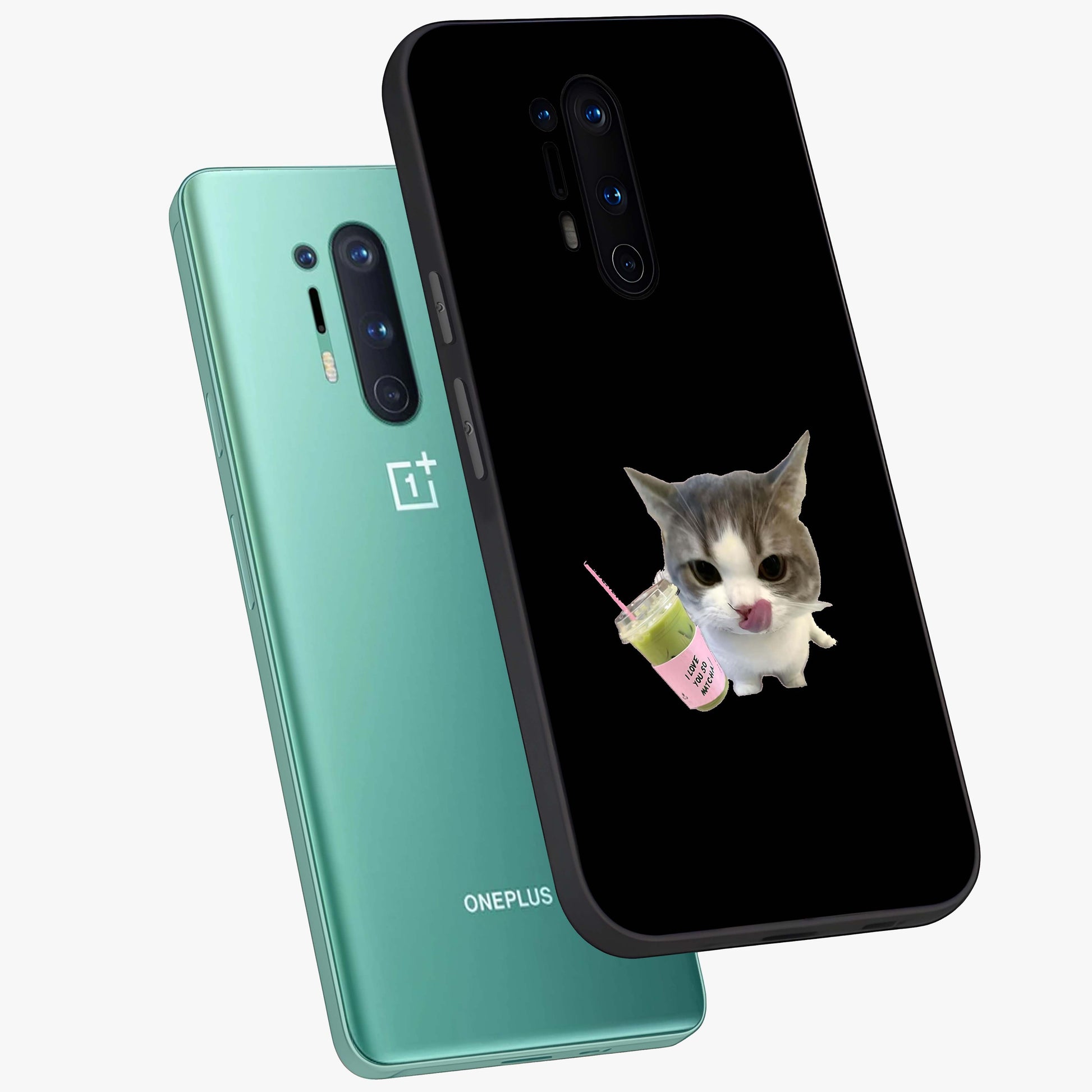 Matcha Cat Style Glass Case displayed in angled mockup highlighting playful feline design with pastel matcha aesthetic.