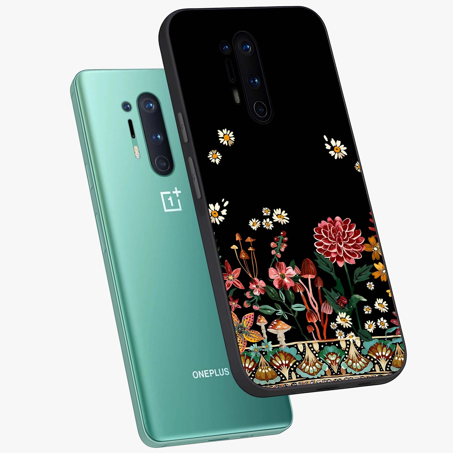 Midnight Bloom Pattern Glass Case displayed in angled mockup highlighting elegant flower design with midnight aesthetic style.