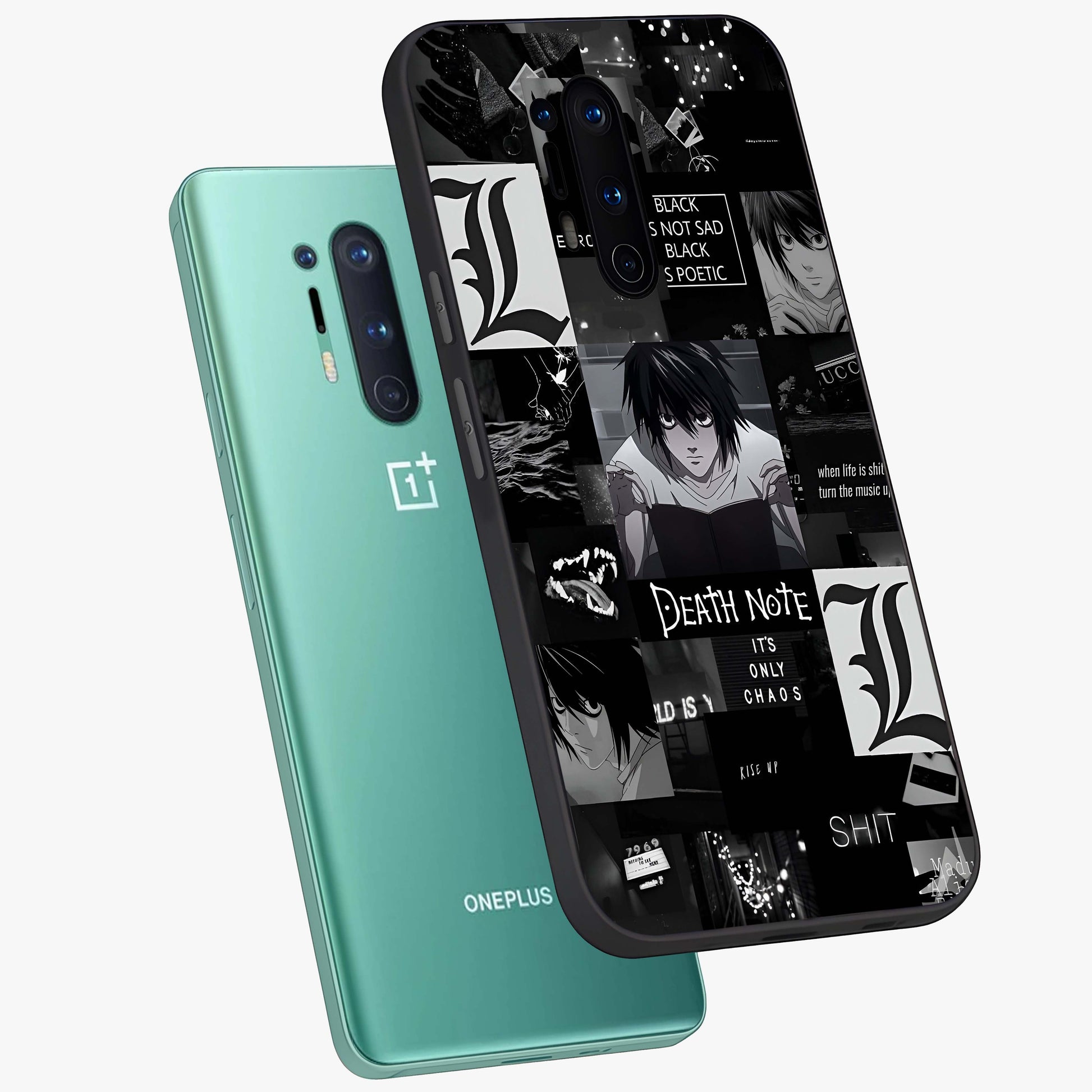 Midnight Chaos Mind Glass Case displayed in angled mockup highlighting chaotic artistic design with dramatic midnight aesthetic.