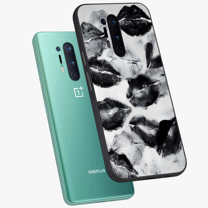 Midnight Kiss Marks Glass Case displayed in angled mockup highlighting playful romantic design with bold midnight aesthetic.