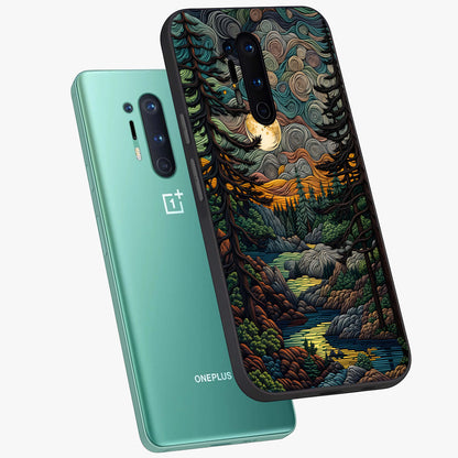 Moonlight Forest Dream Glass Case displayed in angled mockup highlighting dreamy forest design with glowing moon aesthetic.