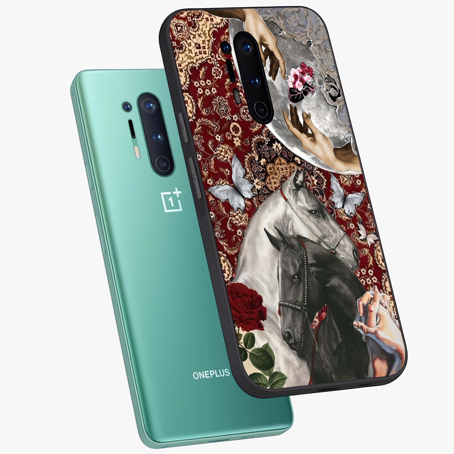 Moonlit Royal Stallion Glass Case displayed in angled mockup highlighting powerful stallion illustration with royal night aesthetic.