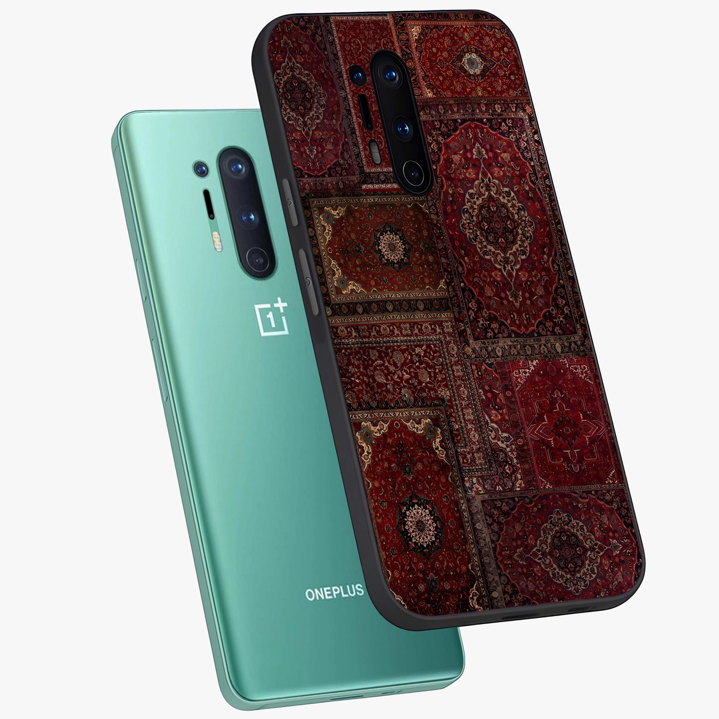 Persian Velvet Tale Glass Case displayed in angled mockup highlighting ornate textile inspired design with royal aesthetic.
