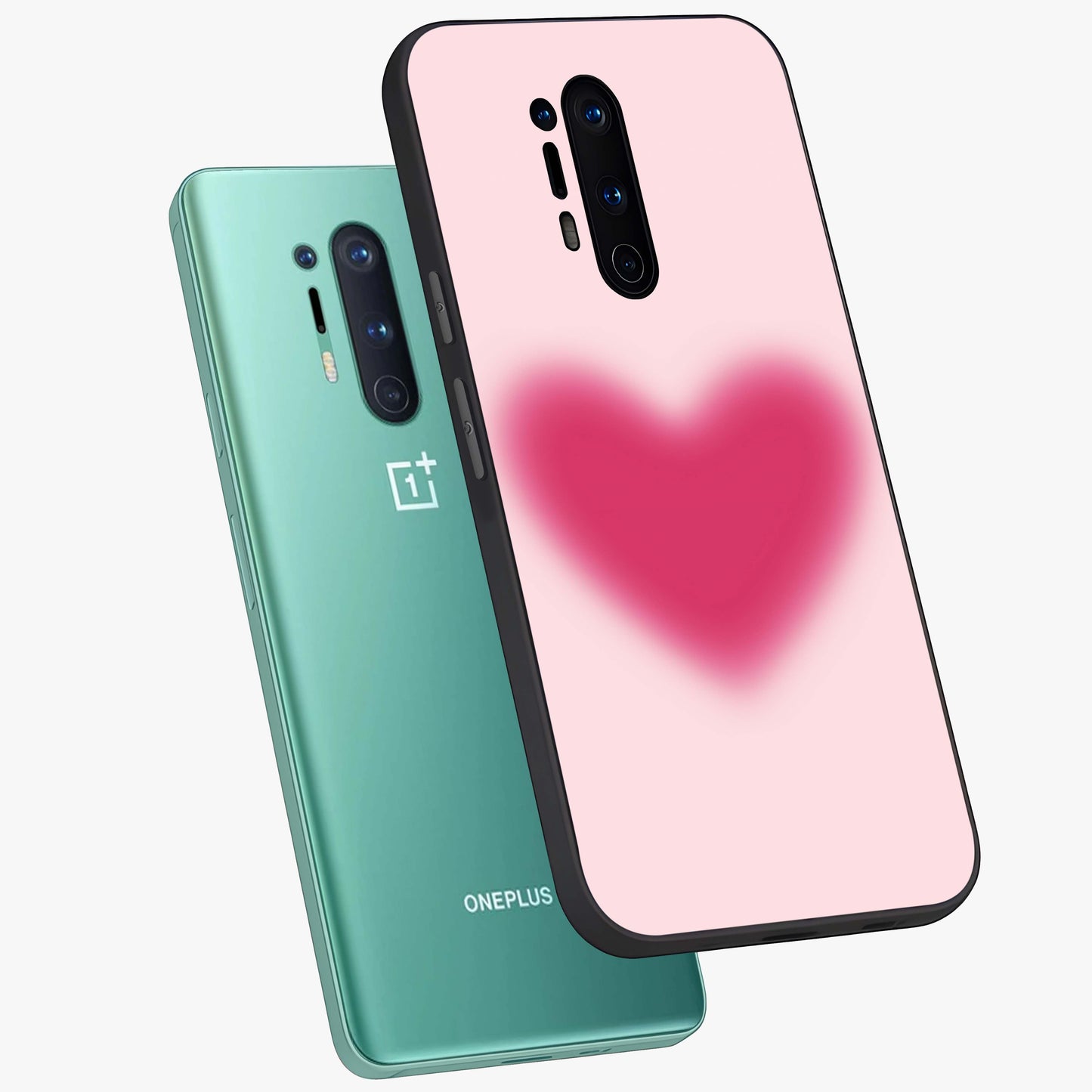 Pink Aura Heart Glass Case displayed in angled mockup highlighting vibrant pink heart design with dreamy aura aesthetic.
