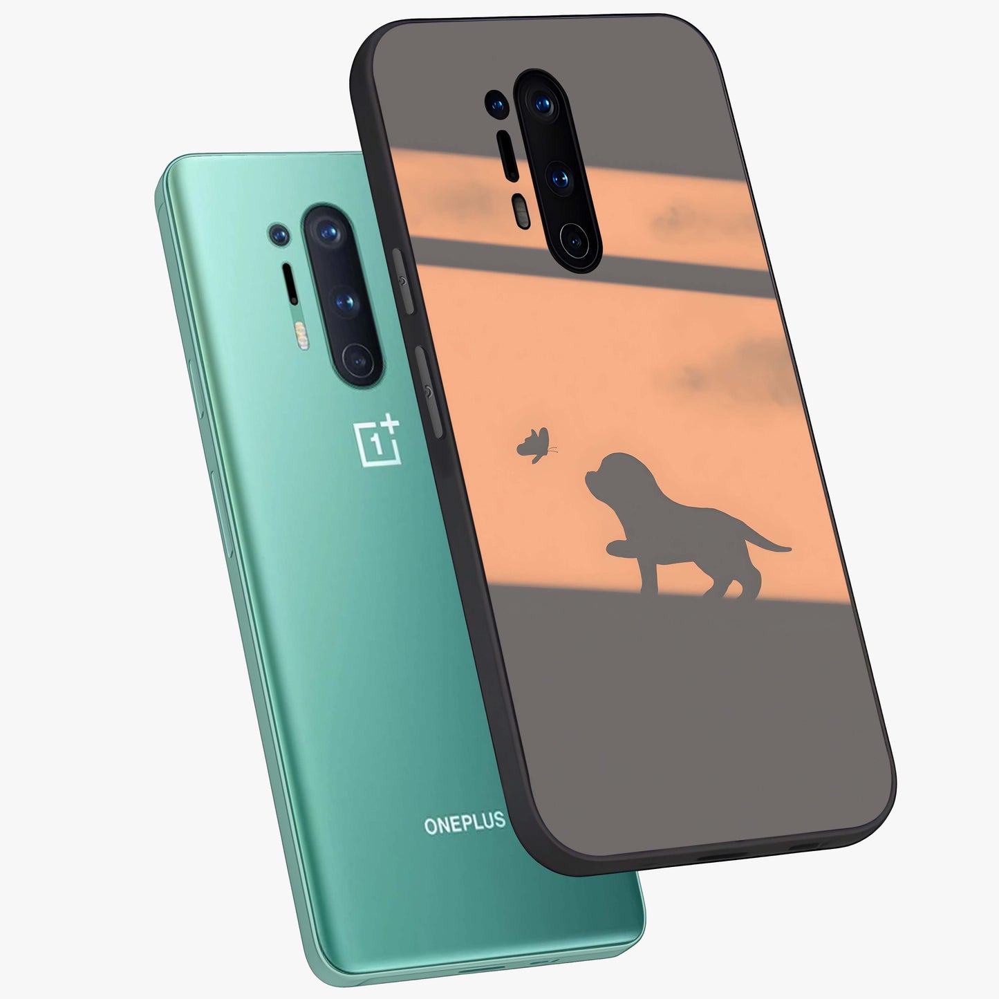Puppy Shadow Art Glass Case displayed in angled mockup highlighting playful dog illustration with artistic shadow aesthetic.