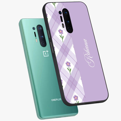 Purple Diamond Floral Glass Case displayed in angled mockup highlighting elegant purple flower design with decorative pattern.