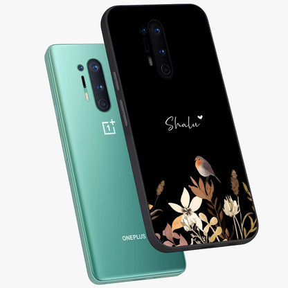 Quiet Garden Tune Custom Name Glass Case displayed in angled mockup highlighting delicate floral garden design with custom name feature.