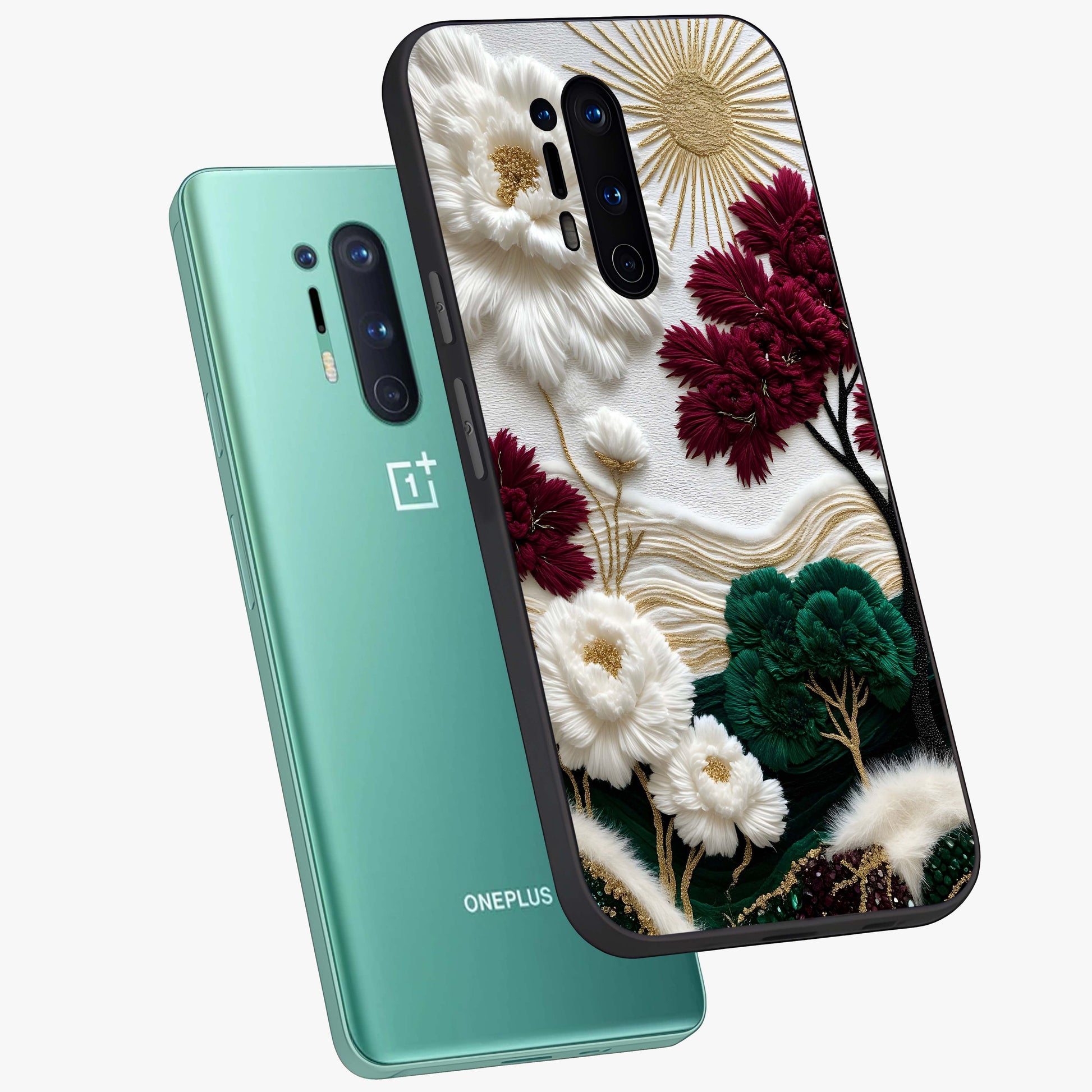 Radiant Bloom Elegance Glass Case displayed in angled mockup highlighting graceful floral design with radiant aesthetic style.