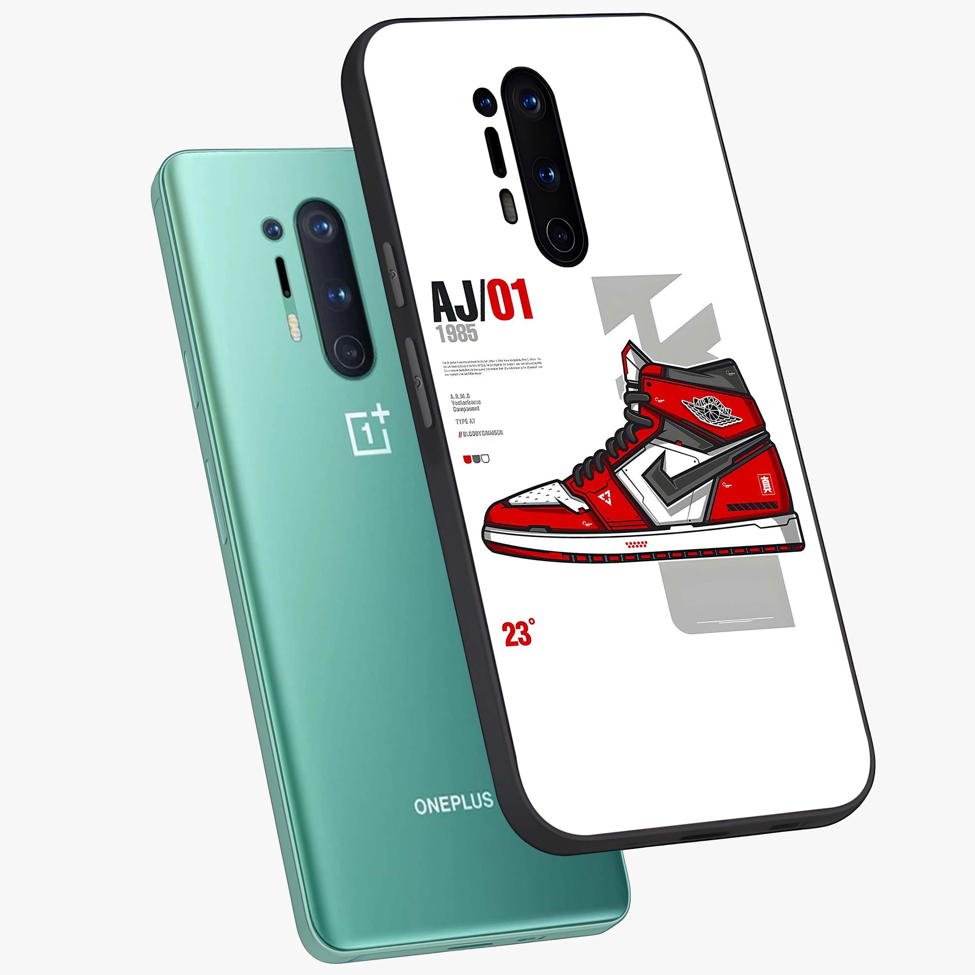Retro Sneaker Blueprint Glass Case displayed in angled mockup highlighting detailed shoe design with sporty retro aesthetic.