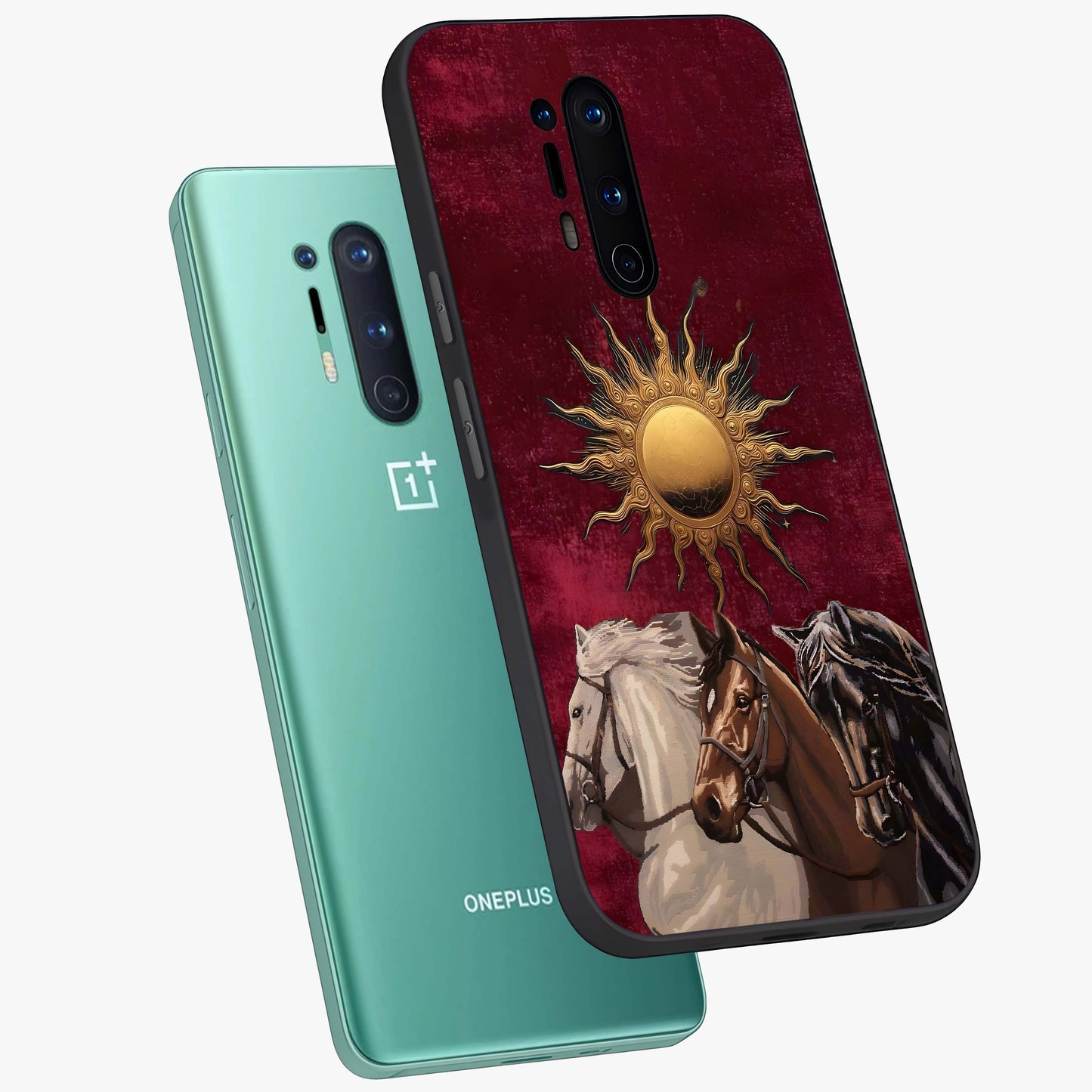 Solar Riders Glass Case displayed in angled mockup highlighting powerful rider illustration with radiant solar aesthetic.