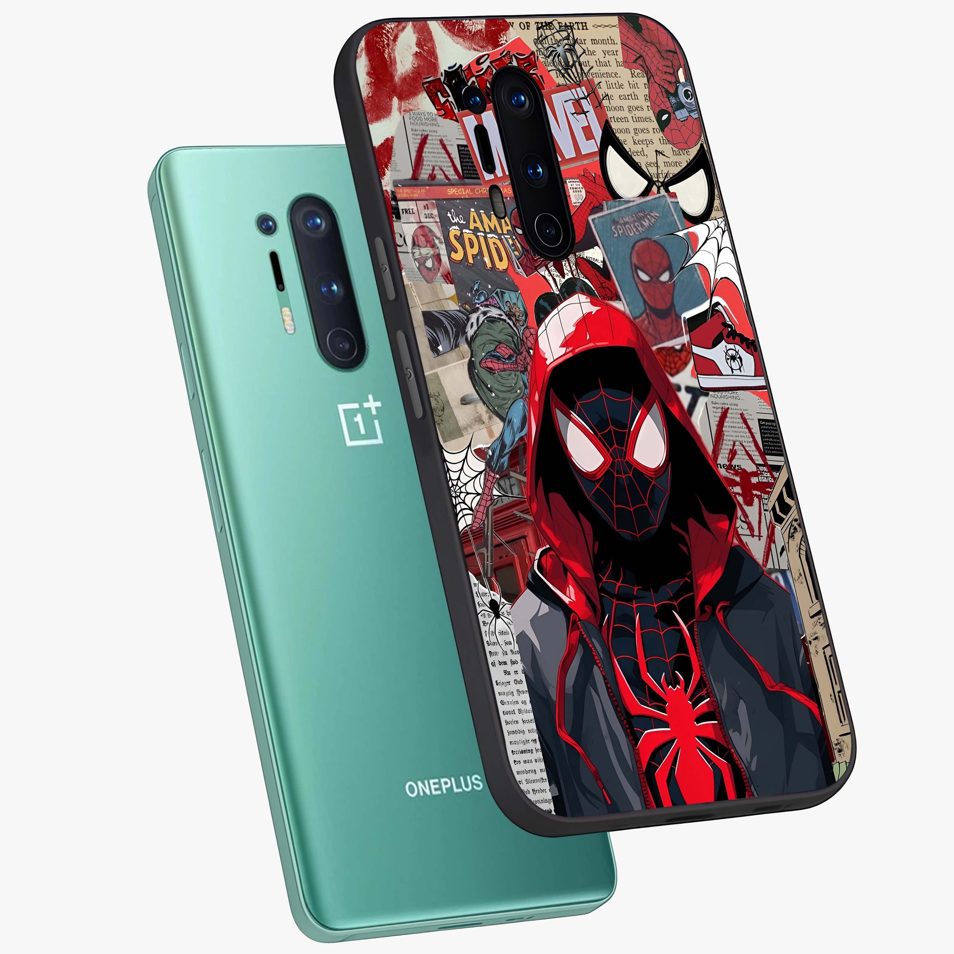 Spider Collage Street Glass Case displayed in angled mockup highlighting dynamic street style collage design with comic aesthetic.
