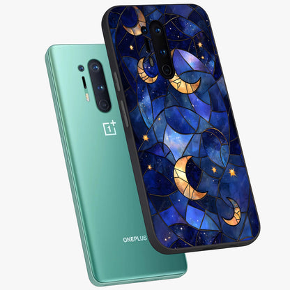 Starlit Sky Tapestry Glass Case displayed in angled mockup highlighting celestial night pattern with artistic aesthetic style.