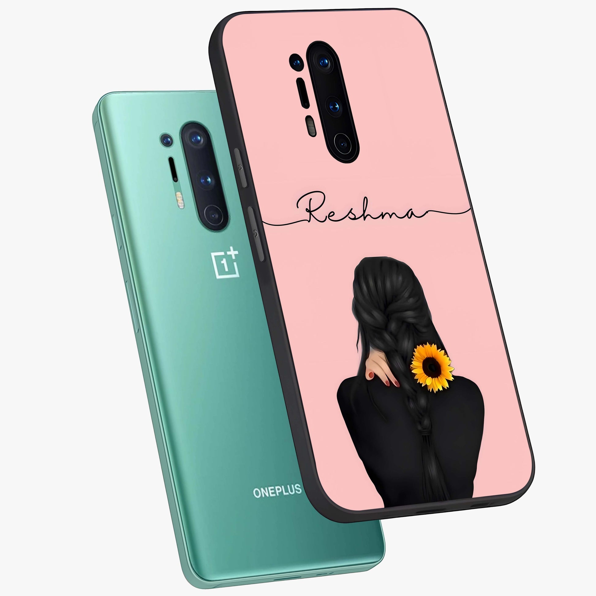 Sunflower Braid Beauty With Custom Name Glass Case displayed in angled mockup highlighting elegant sunflower design with custom name feature.