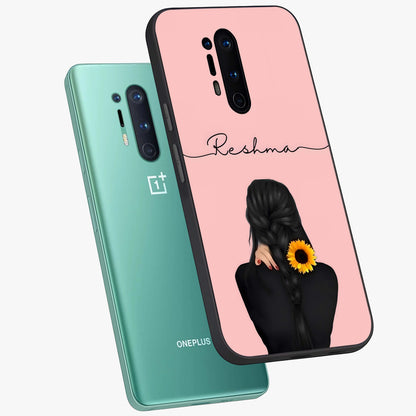 Sunflower Braid Beauty With Custom Name Glass Case displayed in angled mockup highlighting elegant sunflower design with custom name feature.