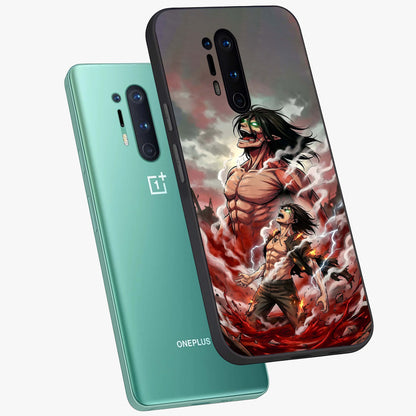 Titan Awakening Fury Glass Case displayed in angled mockup highlighting dramatic giant warrior design with bold anime aesthetic.