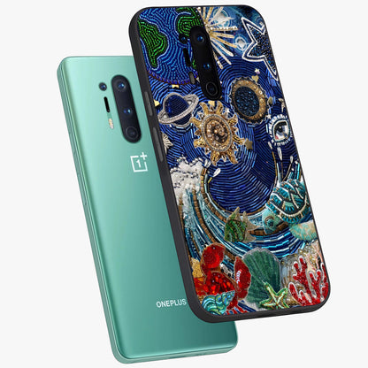 Universe Underwater Spark Glass Case displayed in angled mockup highlighting glowing aquatic design with celestial aesthetic.