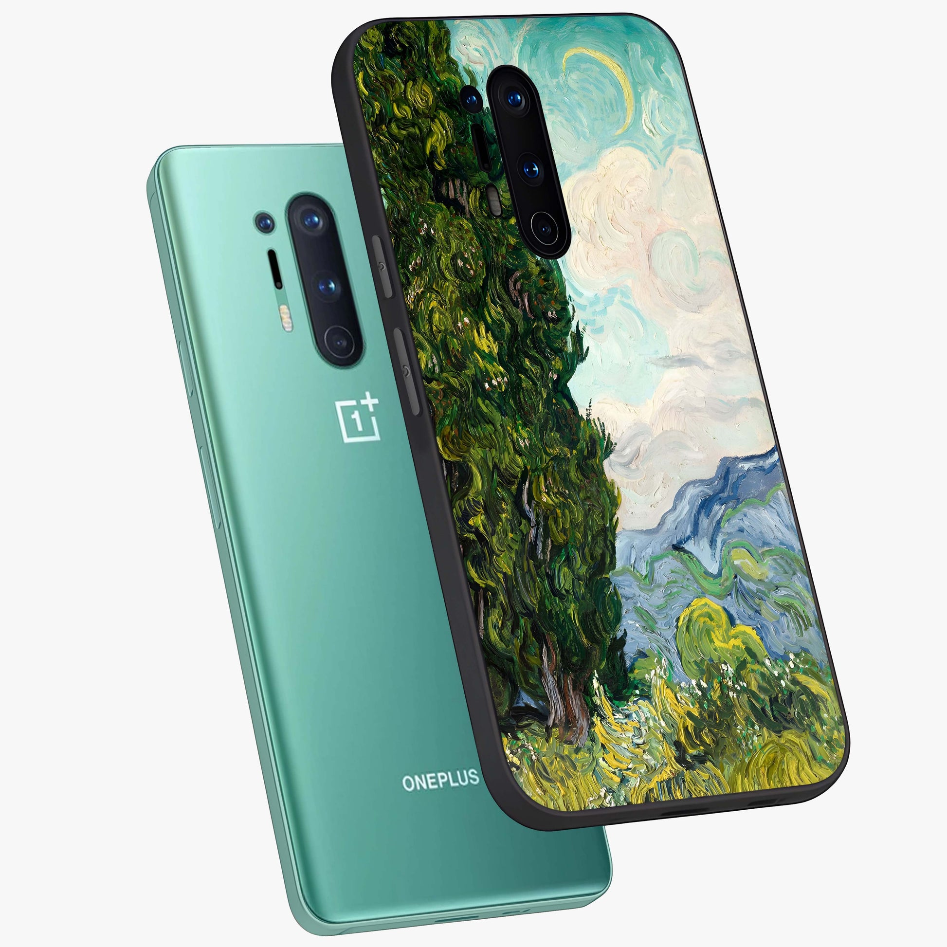 Van Gogh Vintage Art Glass Case displayed in angled mockup highlighting textured brushstroke design with classic aesthetic.
