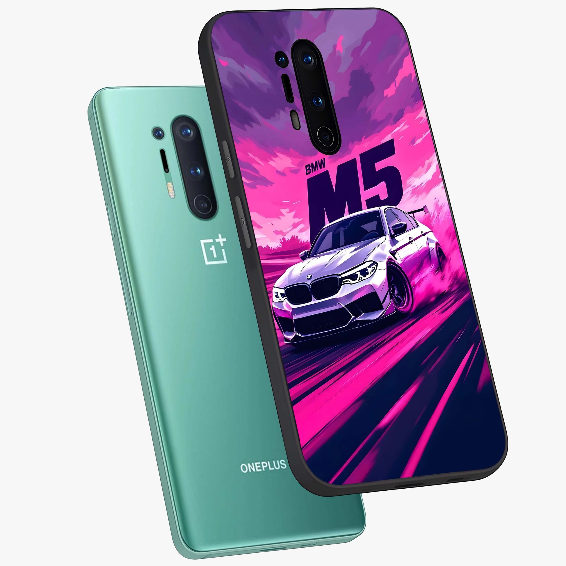 Velocity Drift Pulse Glass Case displayed in angled mockup highlighting dynamic drift design with sporty automotive aesthetic.