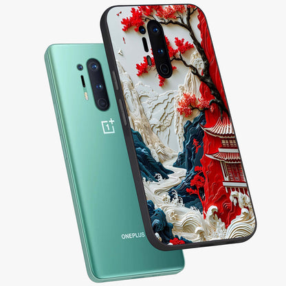 Whispers Of Sakura Waves Glass Case displayed in angled mockup highlighting flowing sakura design with soft floral aesthetic.