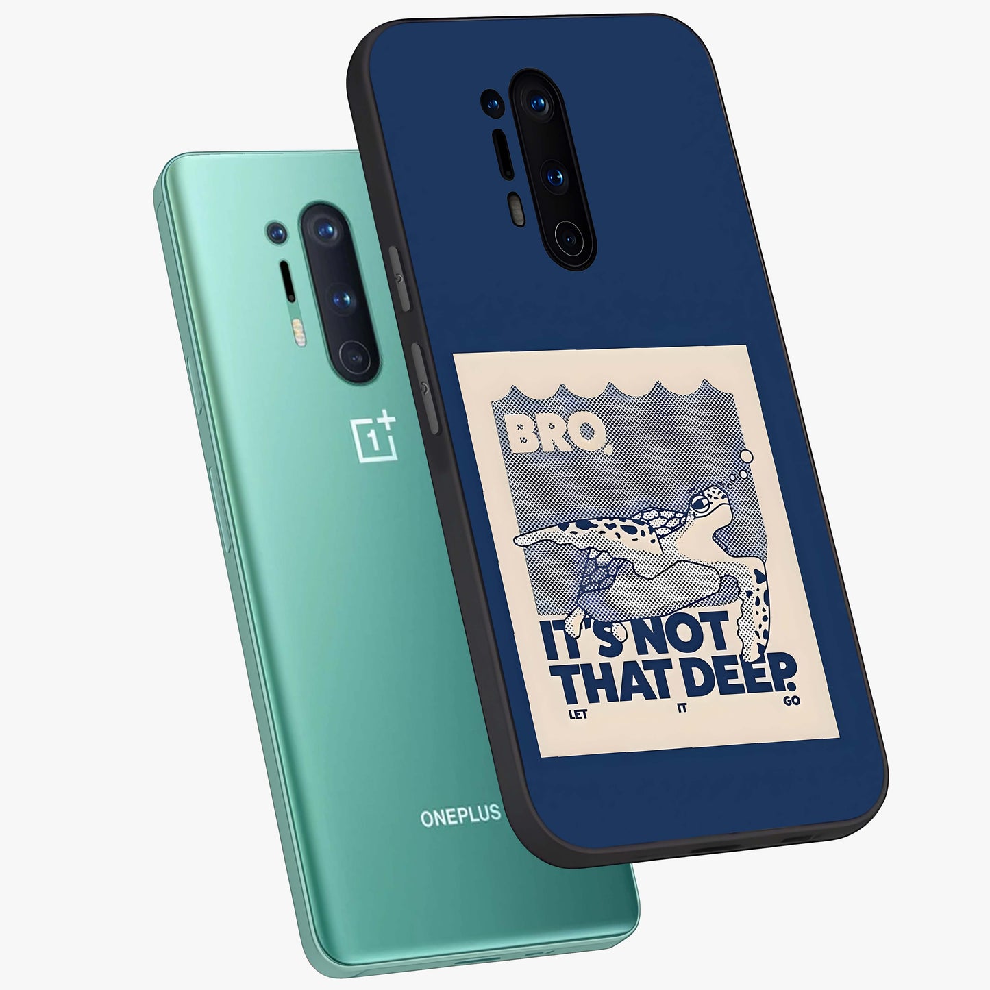 Worry Less Swim Glass Case displayed in angled mockup highlighting fun typography design with relaxed aesthetic style.
