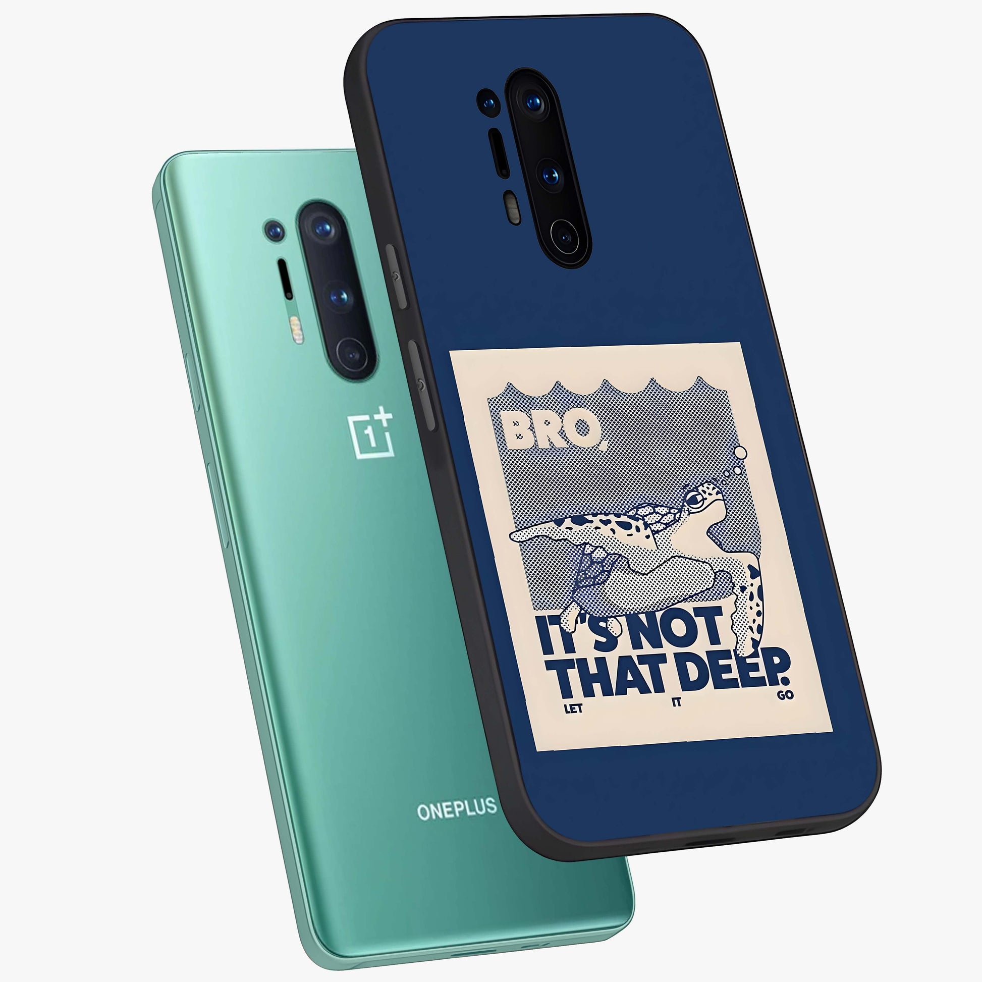 Worry Less Swim Glass Case displayed in angled mockup highlighting fun typography design with relaxed aesthetic style.