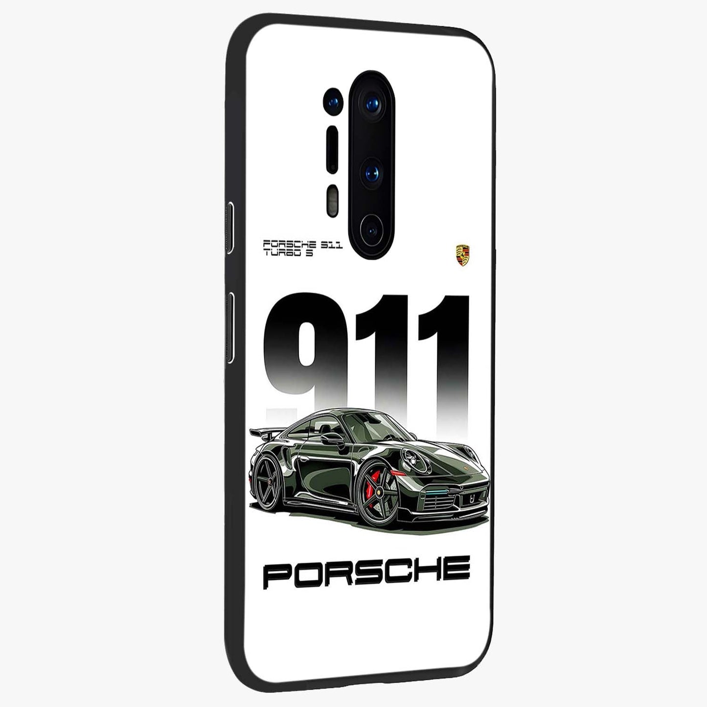 911 Turbo Dominance Glass Case upright perspective showcasing powerful racing design and modern automotive aesthetic.