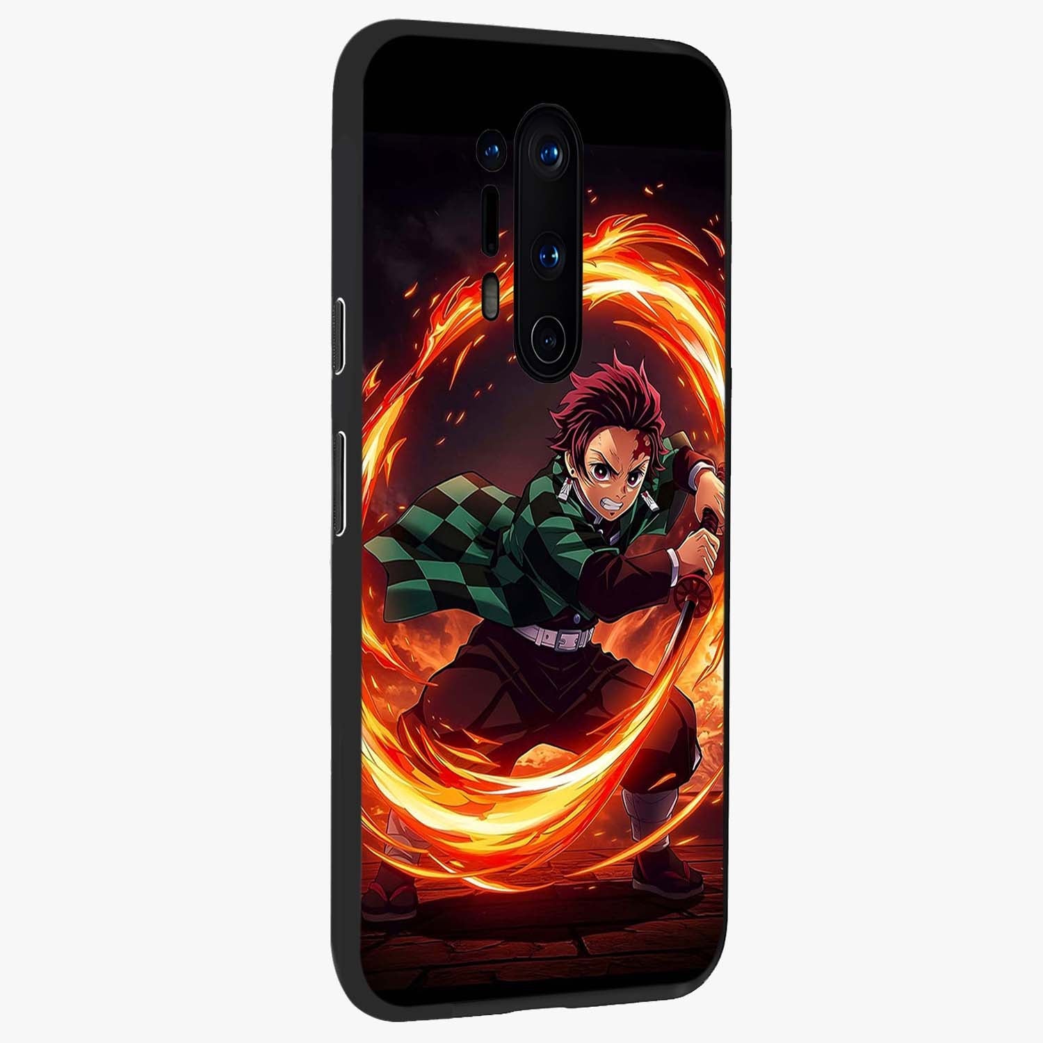 Blazing Sword Resolve Glass Case upright view showcasing dramatic warrior inspired artwork with intense visual style.