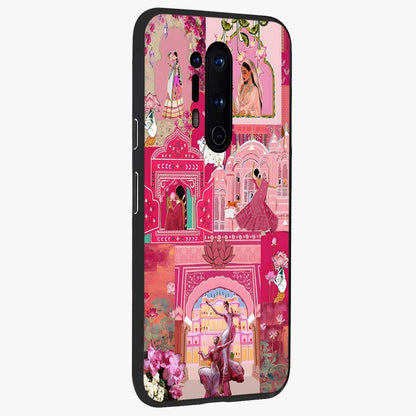 Blossoms of Rajasthan Glass Case upright view showcasing colorful floral design inspired by traditional Indian art.