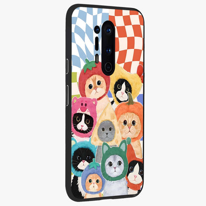 Cats in Fruits Glass Case upright view showcasing charming cat artwork with fun fruity theme.