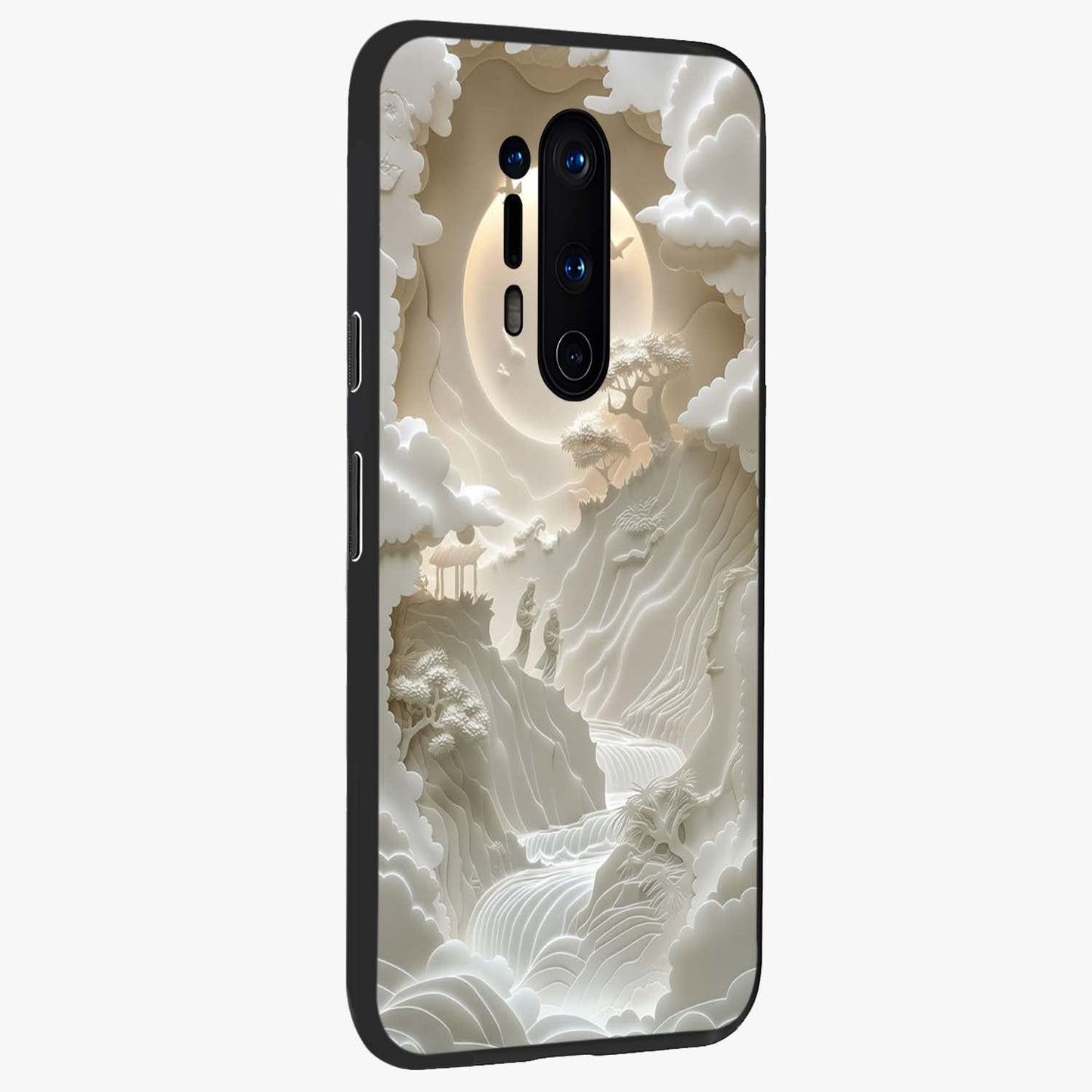 Celestial Origami Glass Case upright view showcasing creative origami artwork with modern celestial style.