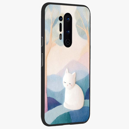 Cotton Dream Cat Glass Case upright view showcasing charming cat artwork with cozy dreamy theme.