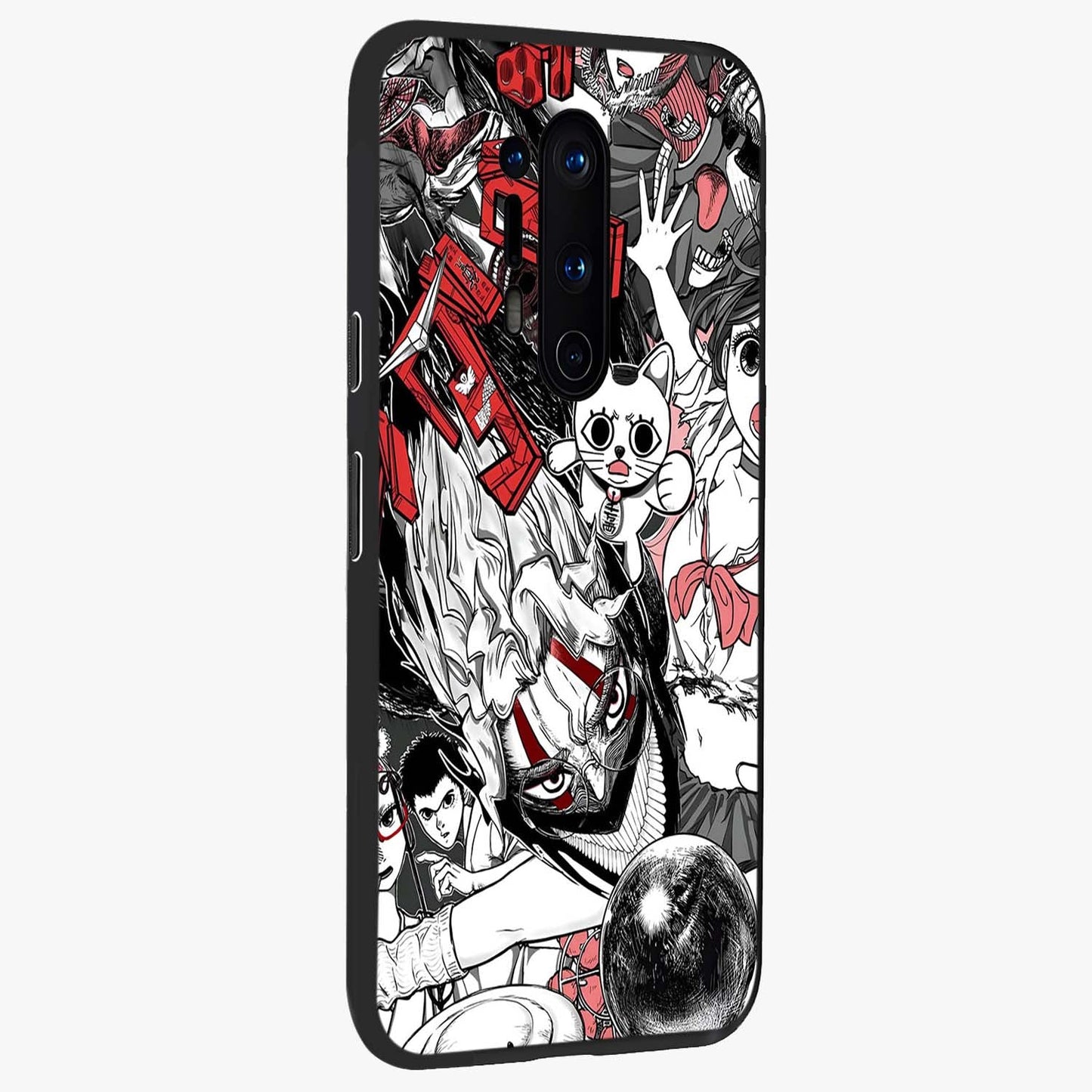 Crimson Chaos Panel Glass Case upright view showcasing intense crimson artwork with dramatic aesthetic style.