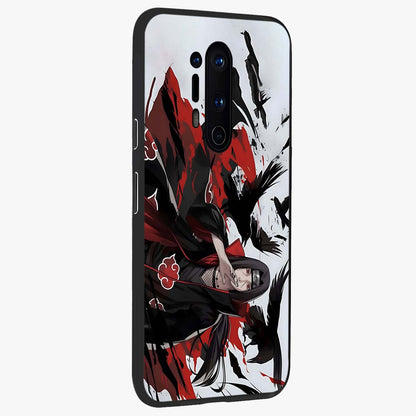 Crimson Crow Illusion Glass Case upright view showcasing striking crow illusion artwork with intense crimson theme.
