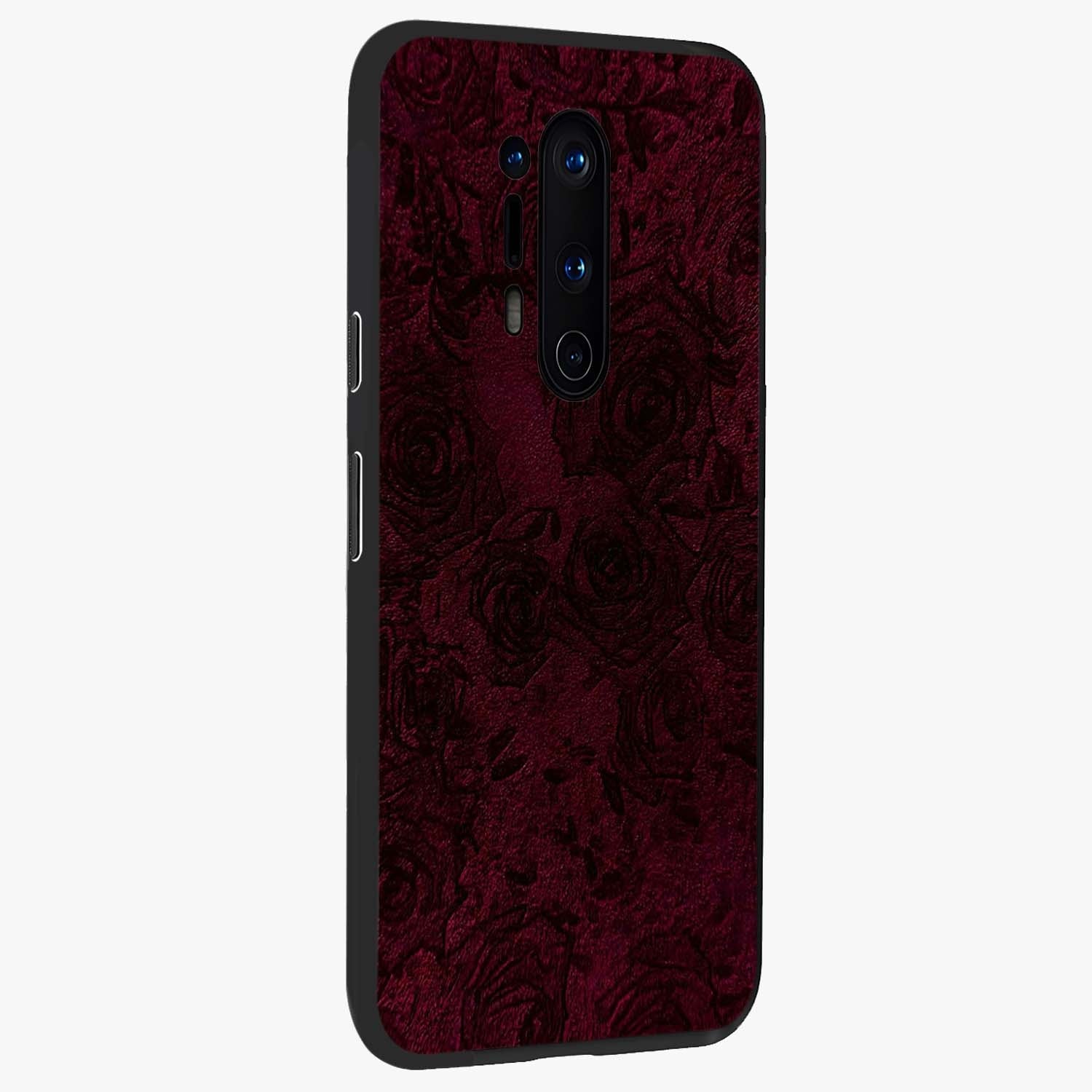 Crimson Fade Flow Glass Case upright view showcasing dynamic crimson flow artwork with stylish abstract theme.
