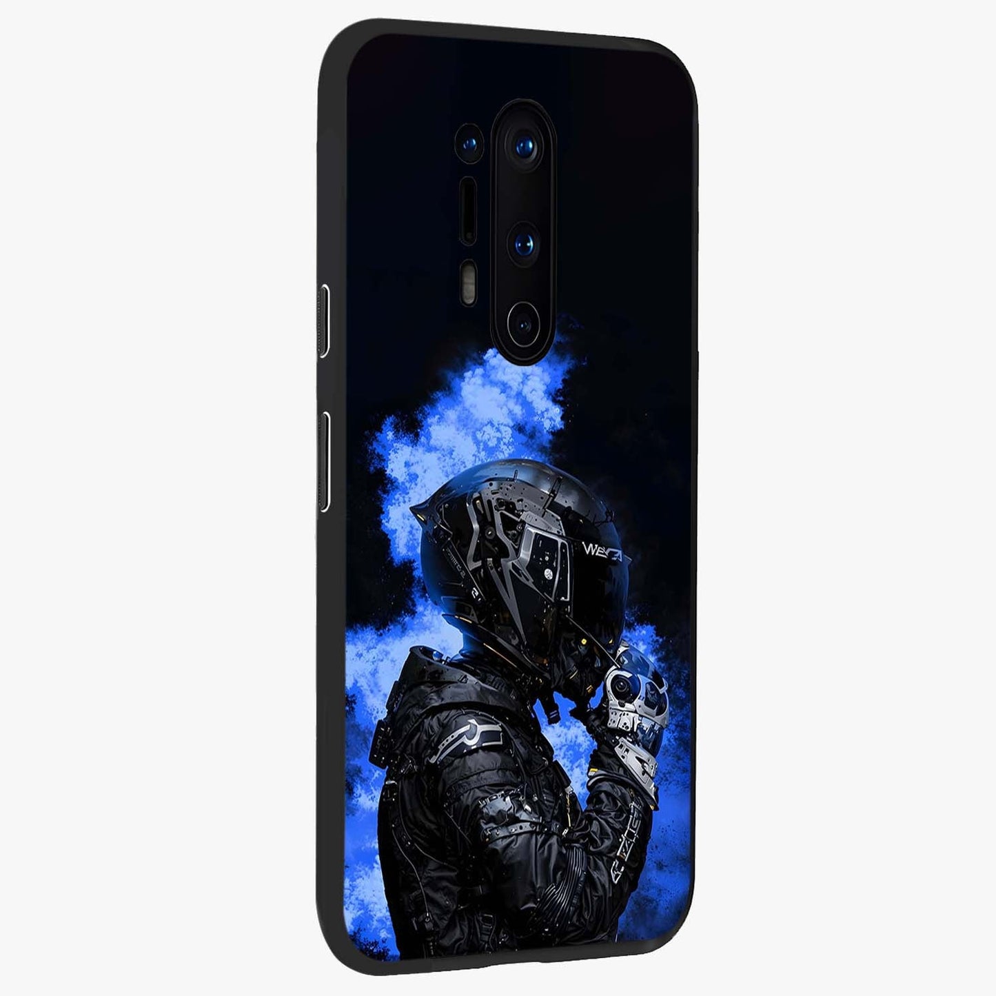 Cyber Sentinel Protocol Glass Case upright view showcasing advanced cyber sentinel artwork with futuristic tech theme.