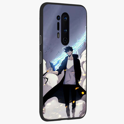 Dark Lightning Anime Warrior Glass Case upright view showcasing dramatic warrior artwork with dark lightning aesthetic.