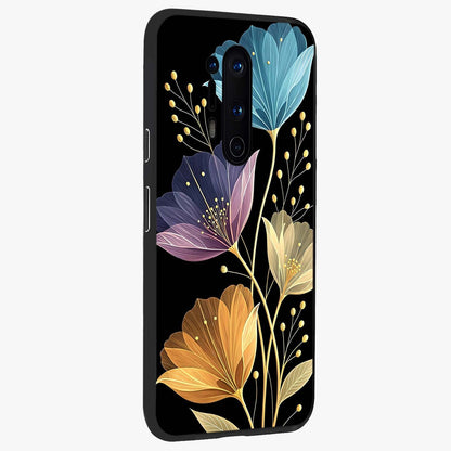 Delicate Multicolor Flowers Glass Case upright view showcasing delicate floral artwork with bright botanical theme.