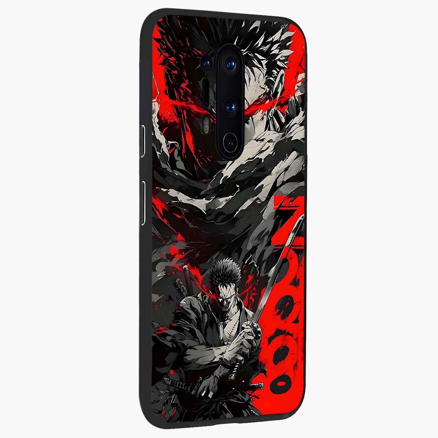 Demon Sword Resolve Glass Case upright view showcasing dramatic warrior artwork with intense battle theme.