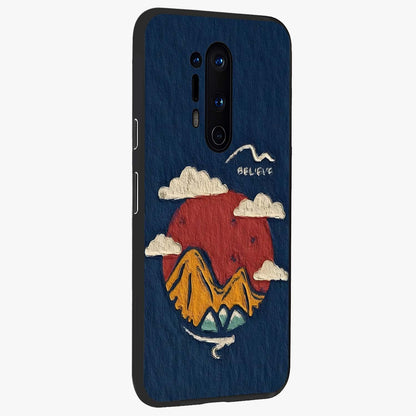 Dream Beyond Mountains Glass Case upright view showcasing beautiful mountain scenery with inspirational nature theme.