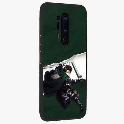 Emerald War Vanguard Glass Case upright view showcasing dramatic warrior artwork with bold fantasy theme.