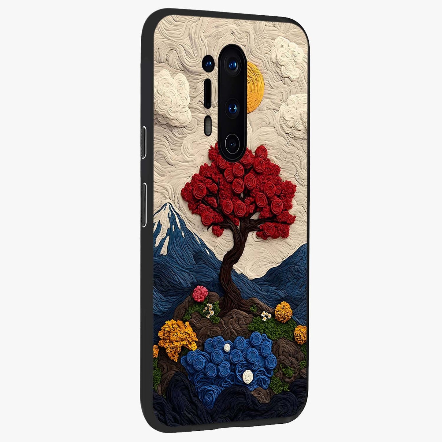 Eternal Nature Tapestry Glass Case upright view showcasing elegant nature tapestry design with decorative style.