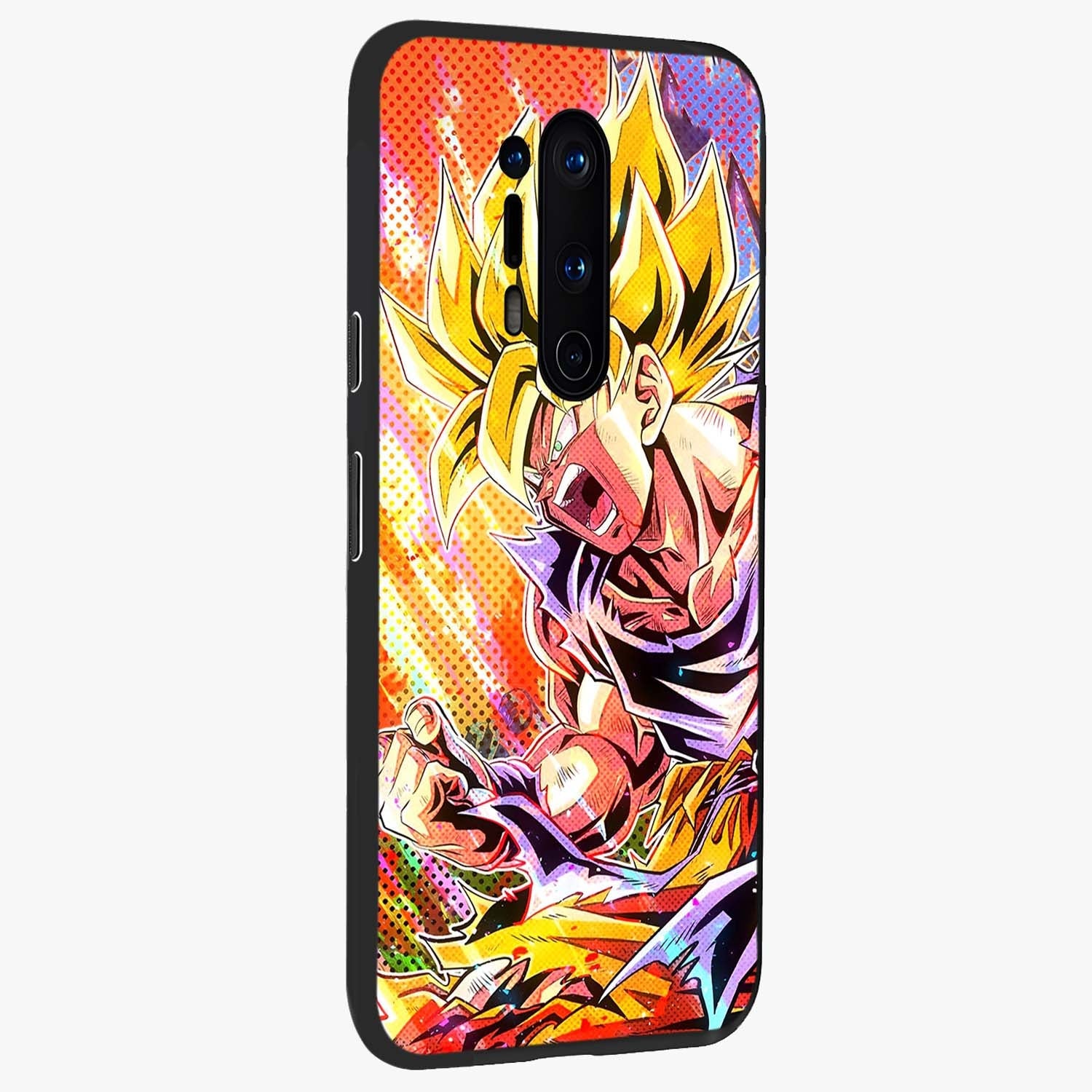 Firing Goku Glass Case upright view showcasing energetic anime artwork with bold warrior theme.