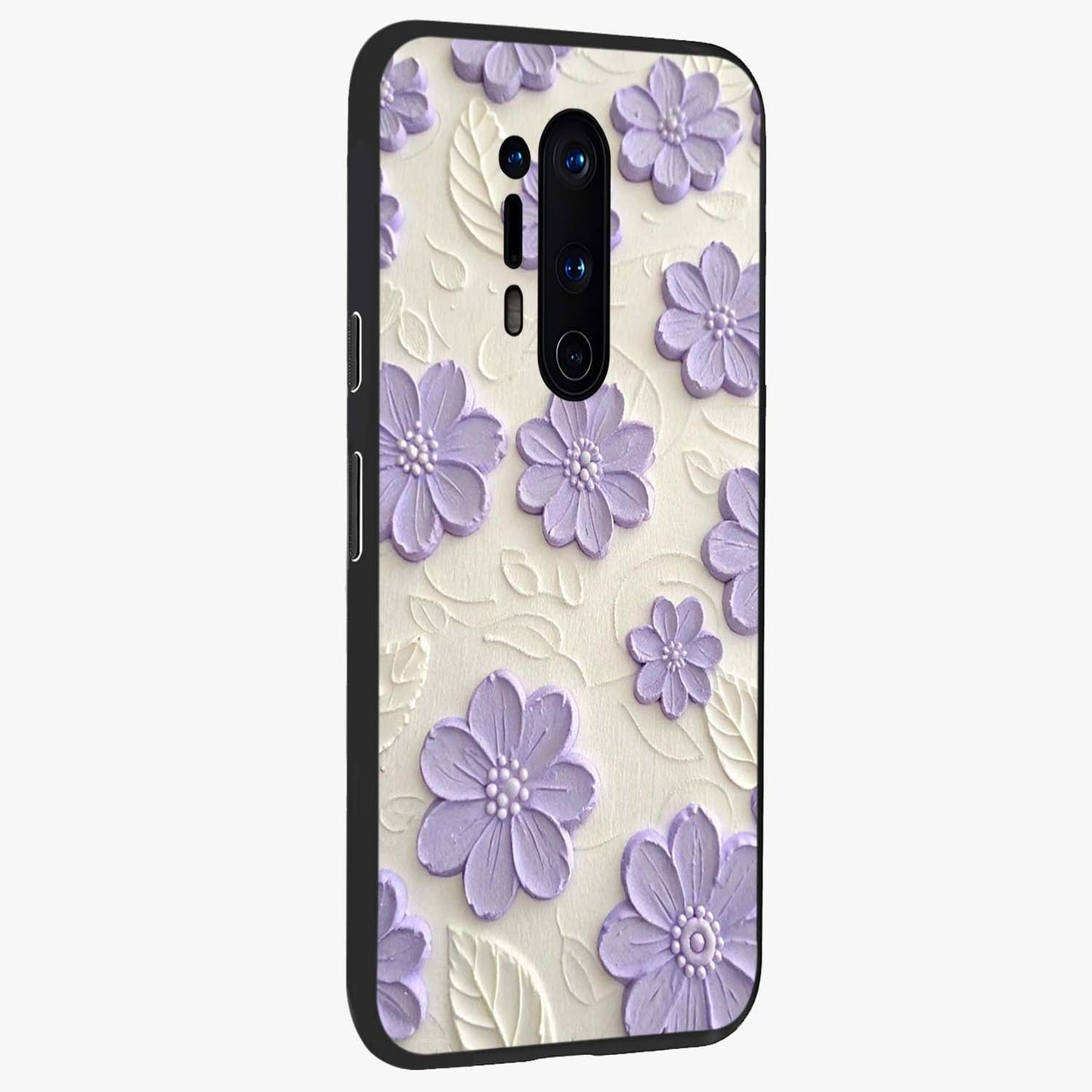 Floral Wall Art With Purple Flowers Glass Case upright view showcasing elegant purple flower artwork with decorative floral theme.