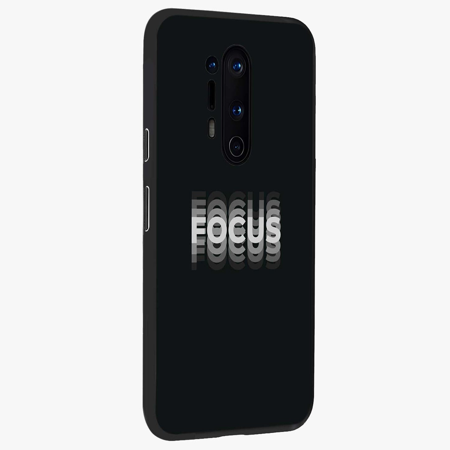 Focus Mode On Glass Case upright view showcasing strong typography statement with sleek motivational theme.