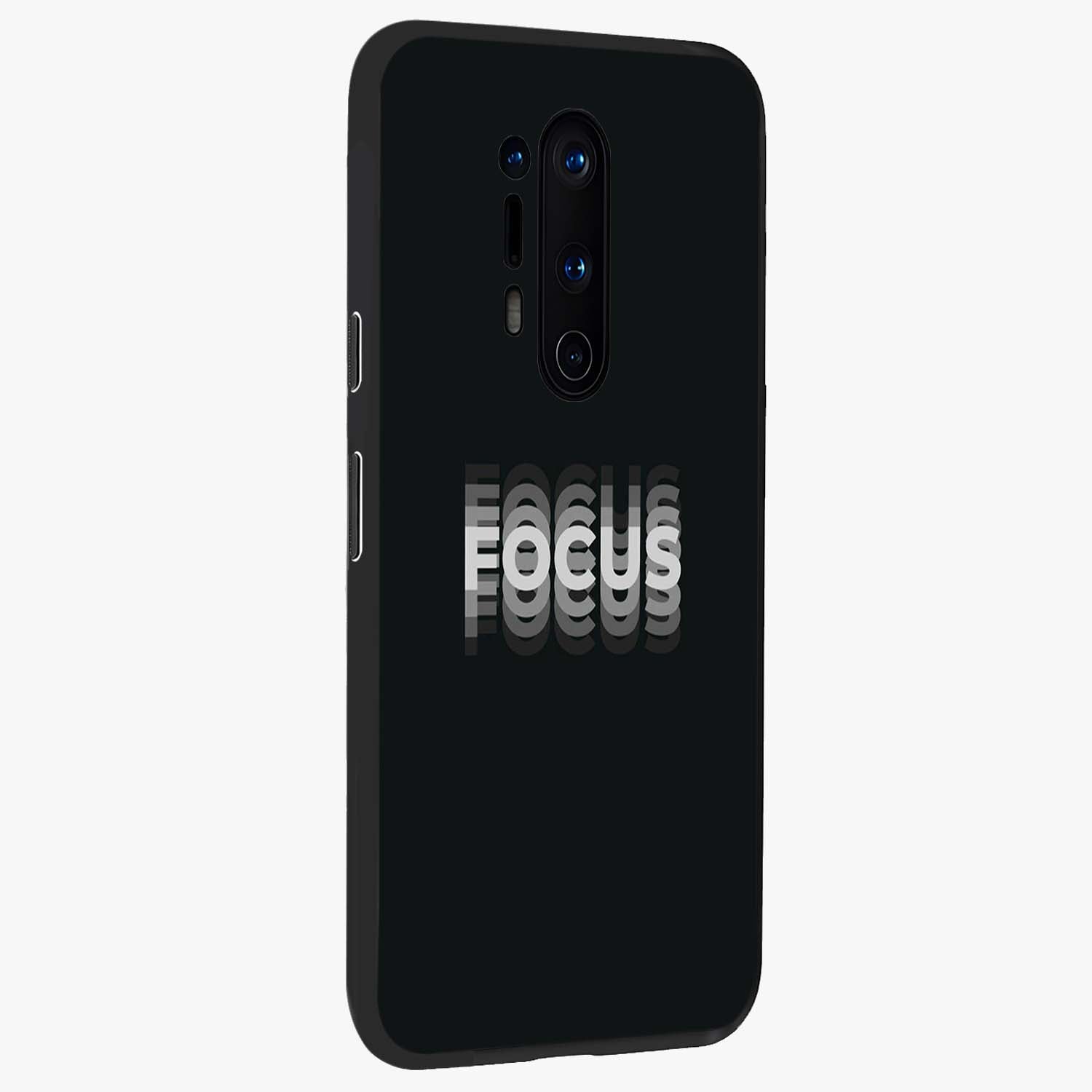 Focus Mode On Glass Case upright view showcasing strong typography statement with sleek motivational theme.