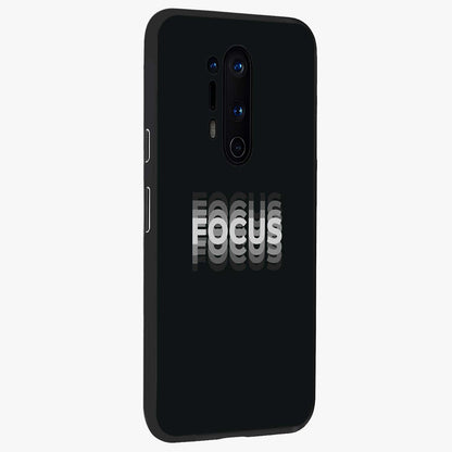 Focus Mode On Glass Case upright view showcasing strong typography statement with sleek motivational theme.