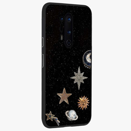 Galactic Charm Glow Glass Case upright view showcasing glowing cosmic charm artwork with magical celestial style.