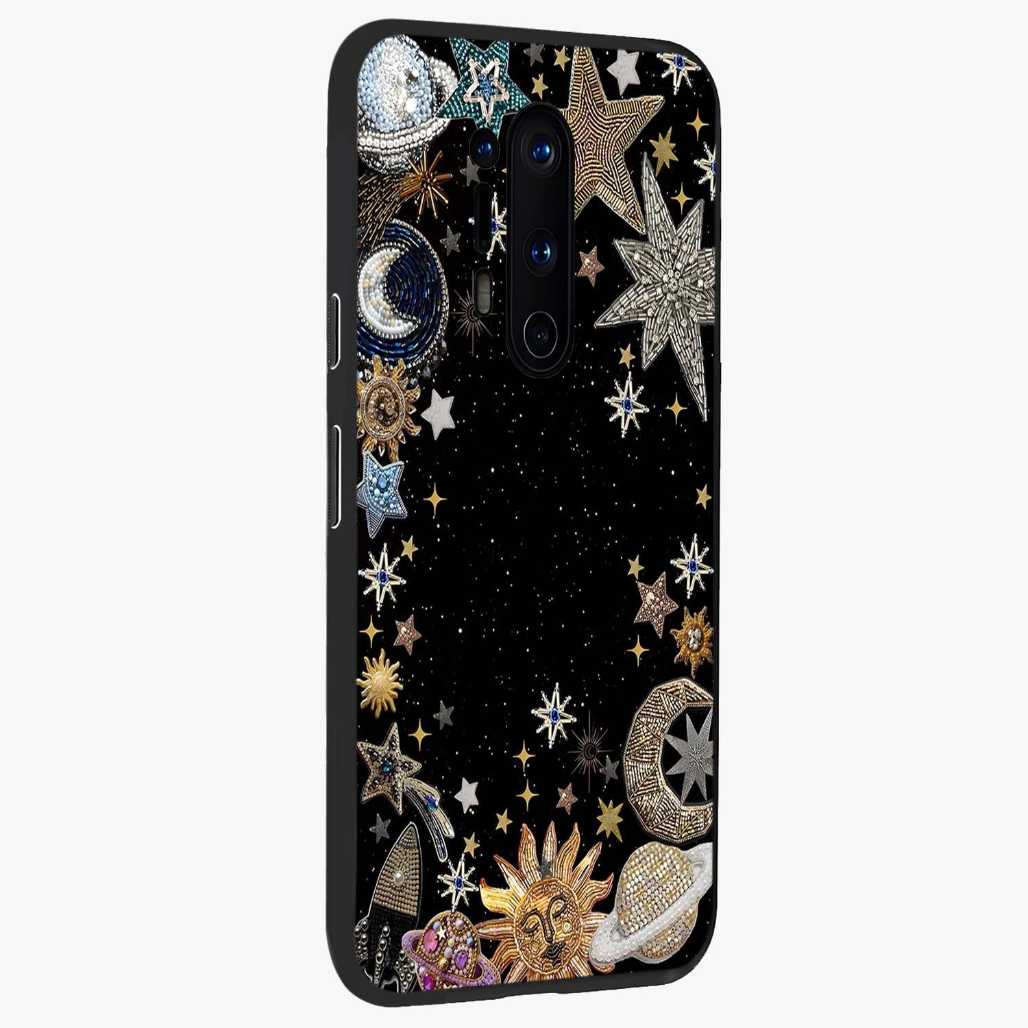 Galactic Jewel Stars Glass Case upright view showcasing glittering star jewel artwork with vibrant galaxy theme.